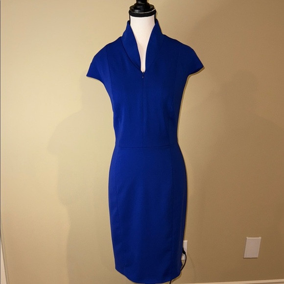 Nora Gardner Evelyn Royal Blue Lined Midi Dress Women’s Sz 8 - Picture 2 of 13